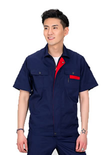 藏藍紅領(lǐng)款夏季工裝定制